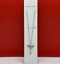 Çekme oynayan kanatlı çelik kolye silver