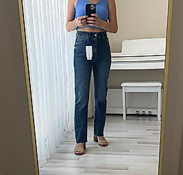 ZARA TAM KALIP MAVİ YIKAMALI JEAN