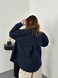 Kadın Lacivert Oversize Gömlek